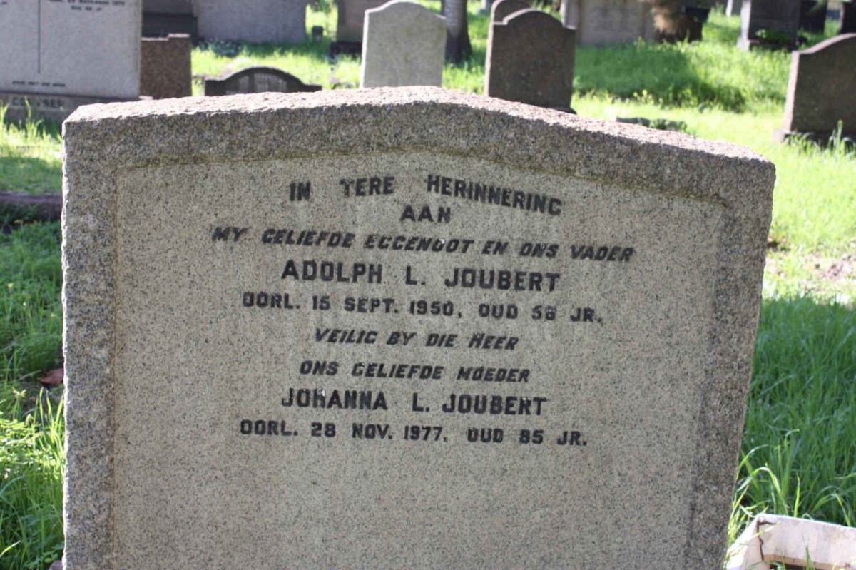 JOUBERT Adolph L. -1950 &amp; Johanna L. -1977