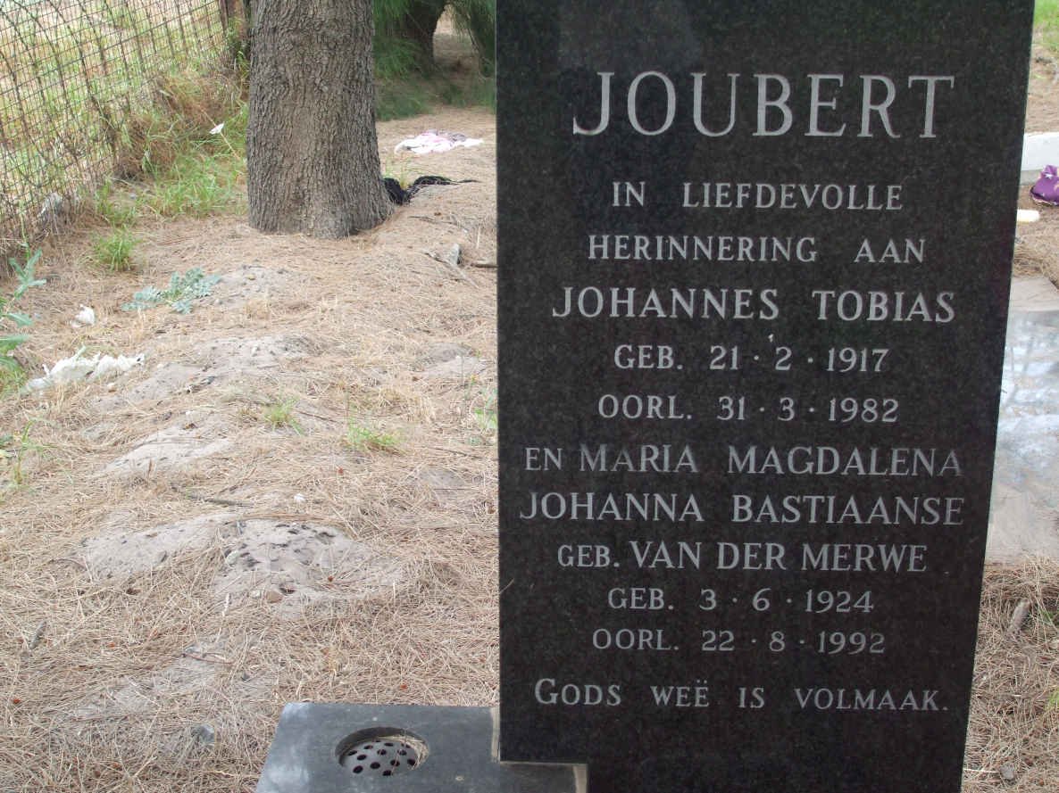 JOUBERT Johannes Tobias 1917-1982 &amp; Maria Magdaloena Johanna Bastiaanse Van Der MERWE 1924-1992