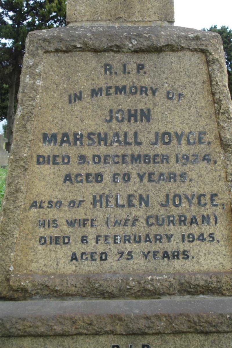 JOYCE John Marshall -1924 &amp; Helen CURRAN 1945