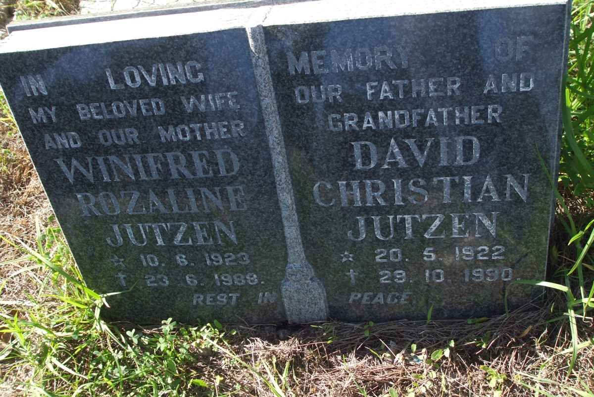 JUTZEN David Christian 1922-1990 &amp; Winifred Rozaline 1923-1988