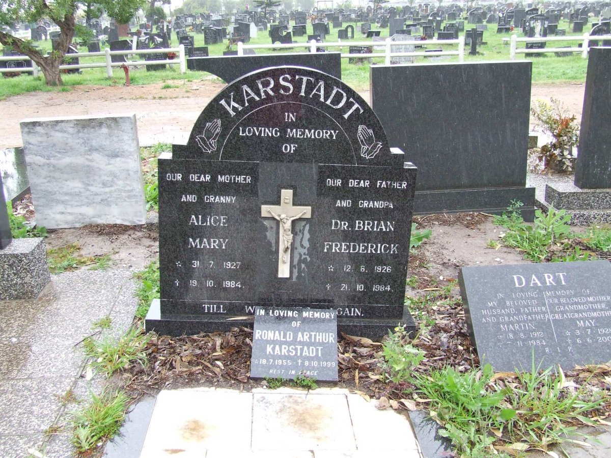 KARSTADT Brian Frederick 1926-1984 &amp; Alice Mary 1927-1984 :: KARSTADT Ronald Arthur 1955-1999