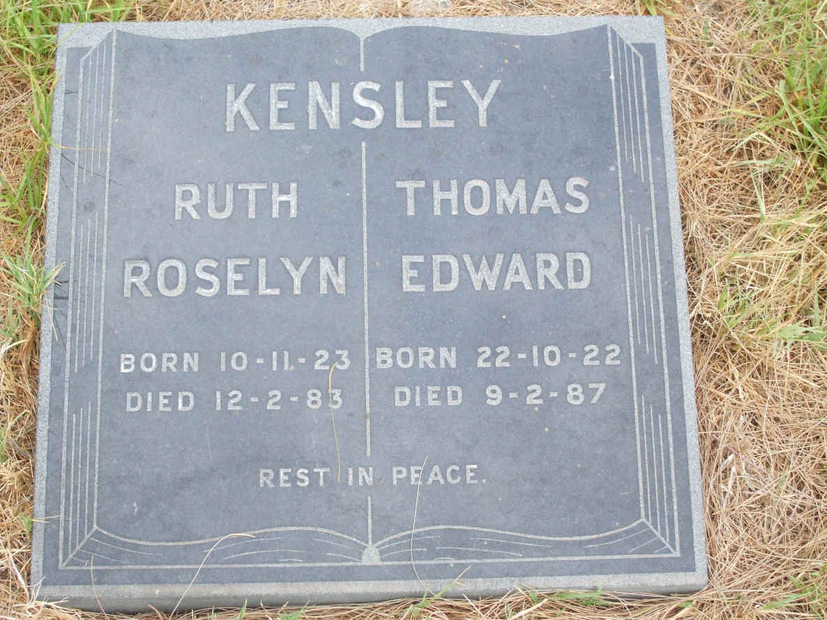 KENSLEY Thomas Edward 1922-1987 &amp; Ruth Roselyn 1923-1983