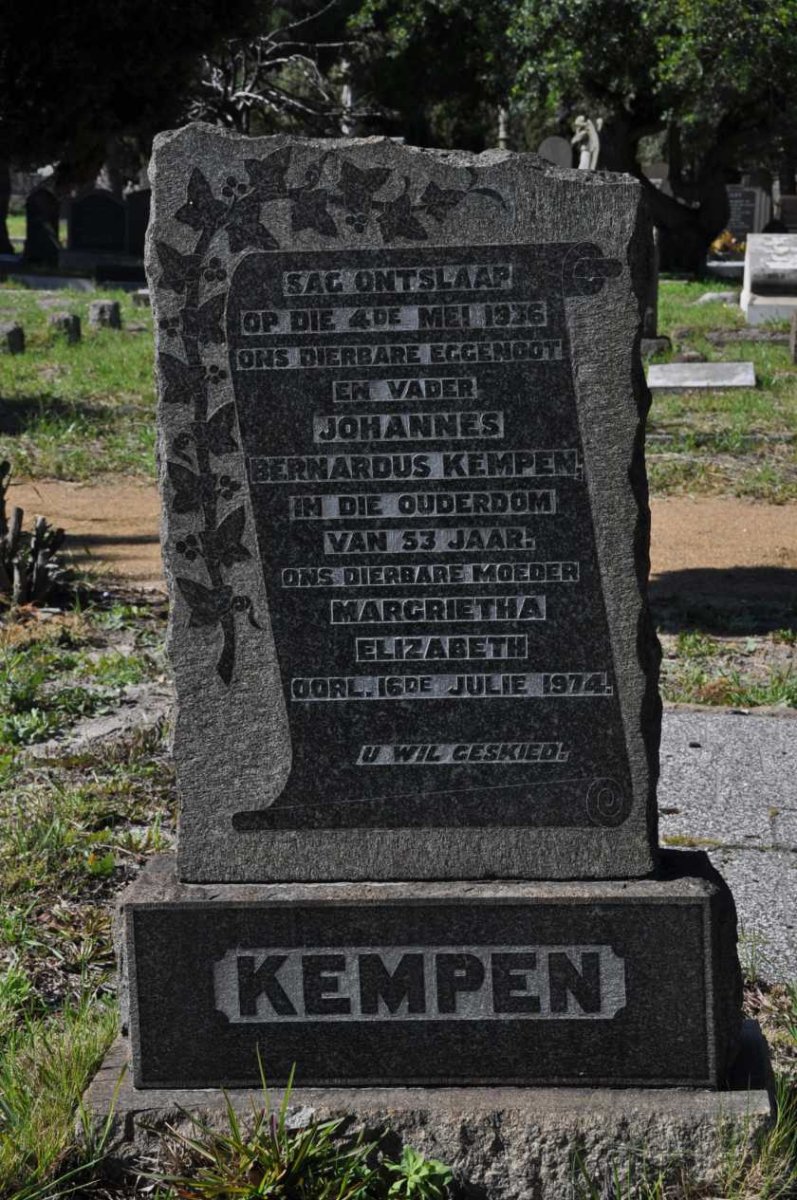 KEMPEN Johannes Bernardus -1936 &amp; Margrietha Elizabeth -1974