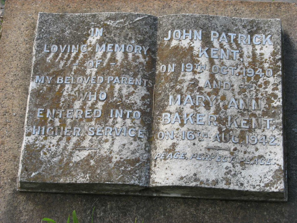 KENT John Patrick -1940 &amp; Mary Ann Baker -1942