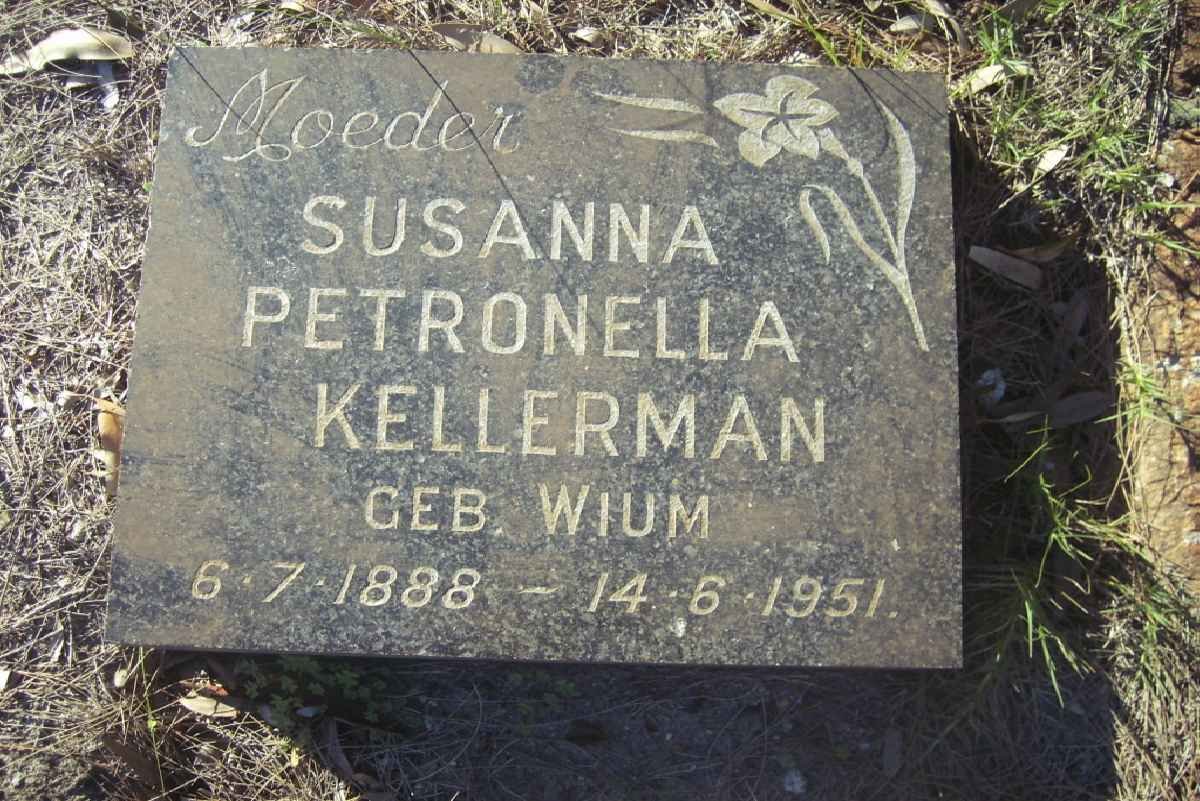 KELLERMAN Susanna Petronella nee WIUM 1888-1951