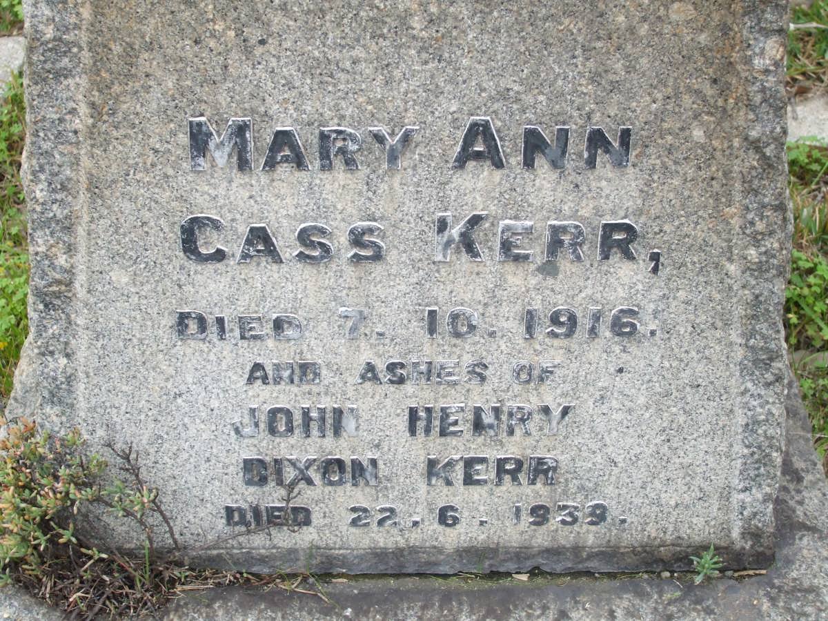 KERR John Henry Dixon -1939 &amp; Mary Ann Cass -1916
