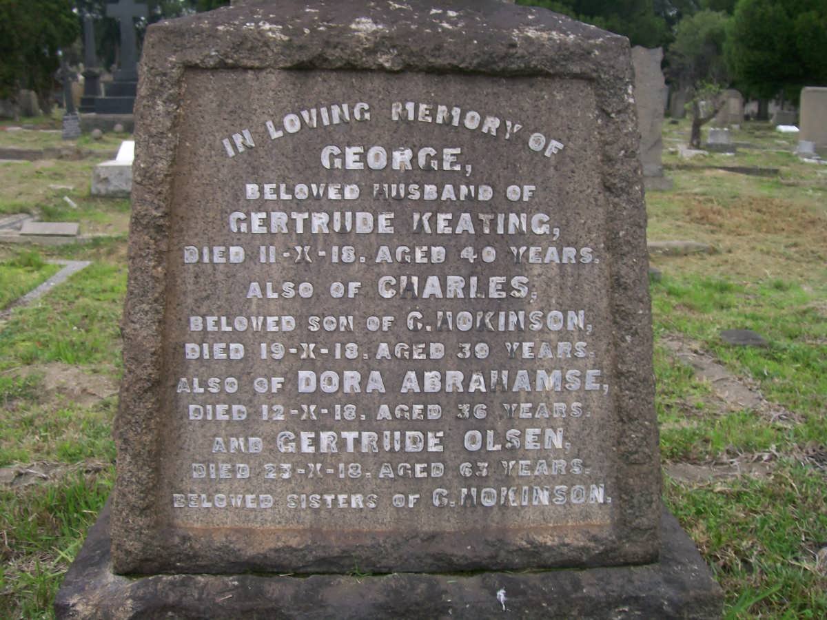 KEATING George -1918 :: HOKINSON Charles -1918 :: ABRAHAMSE Dora -1918 :: OLSEN Gertrude -1918