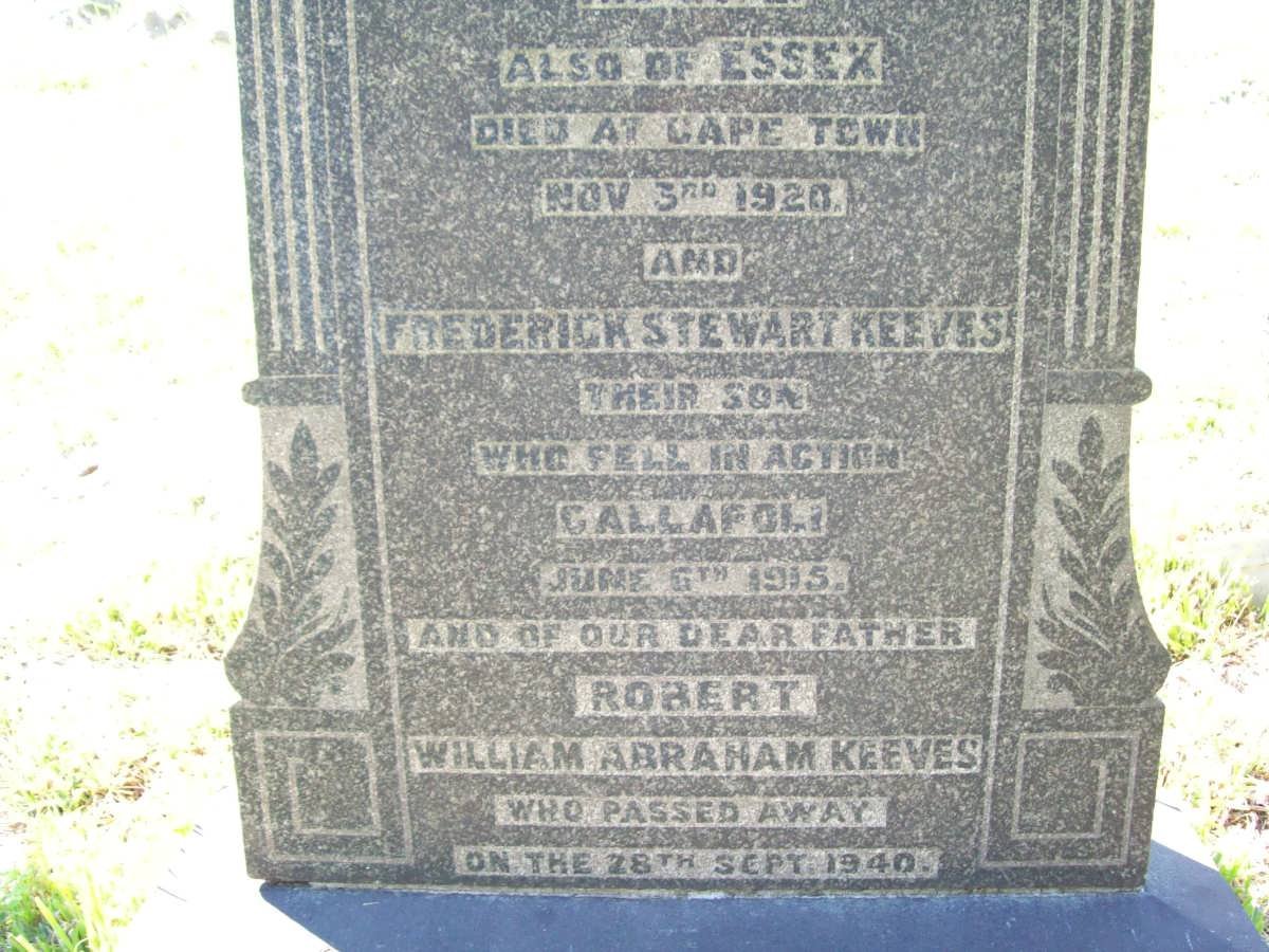 KEEVES Frederick Stewart -1915 :: KEEVES Robert William Abraham -1940