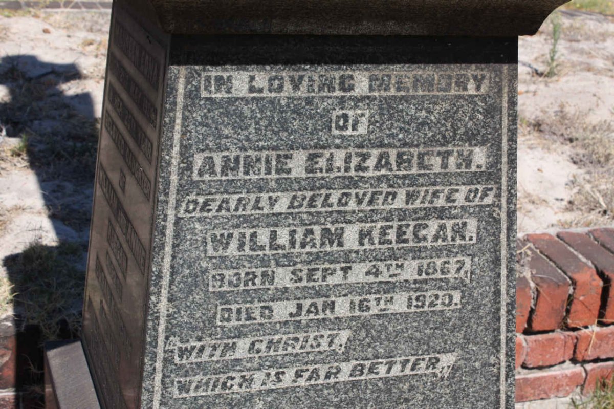 KEEGAN Annie Elizabeth 1867-1920