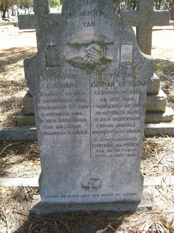 KILIAN Gerhardus F.C. 1826-1890 :: KILLIAN Pieter Gerhardus 1854-1909 :: VISSER Chrissie 1836-1925