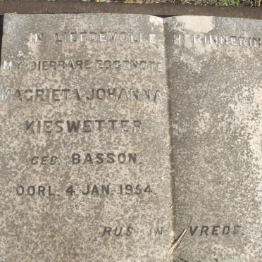 KIESWETTER Magrieta Johanna nee BASSON −1954