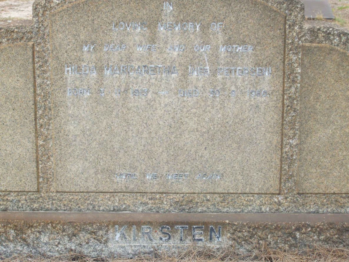 KIRSTEN Hilda Margaretha nee PETERSEN 1913-1960