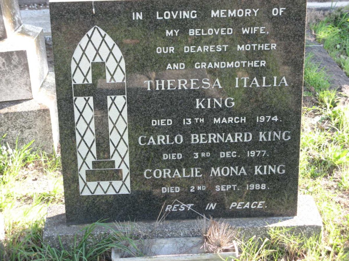 KING Theresa Italia -1974 :: KING Carlo Bernard -1977 :: KING Coralie Mona -1988