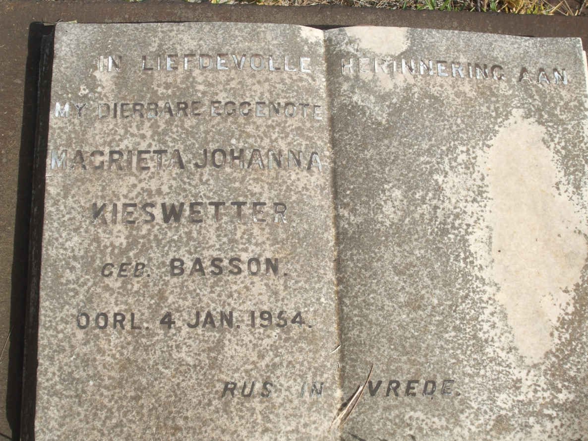 KIESWETTER Magrieta Johanna nee BASSON −1954