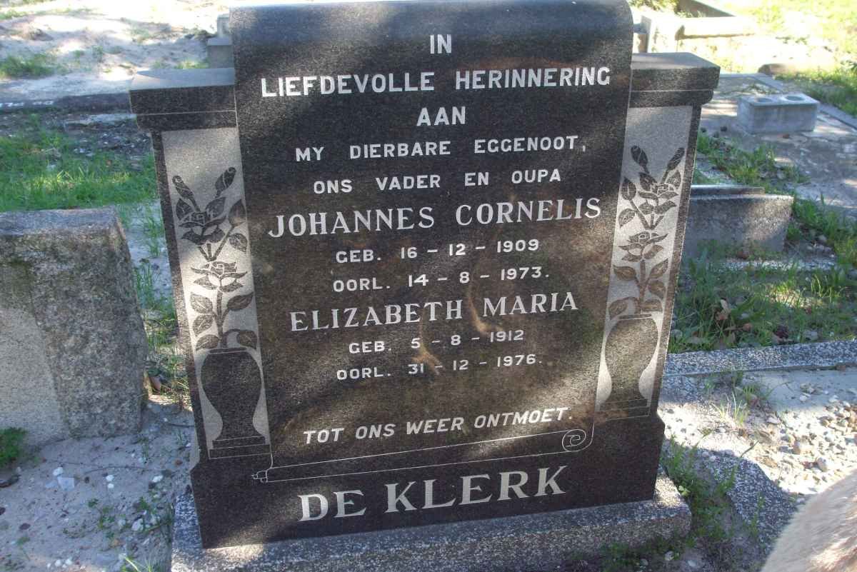 KLERK Johannes Cornelis, de 1909-1973 &amp; Elizabeth Maria 1912-1976