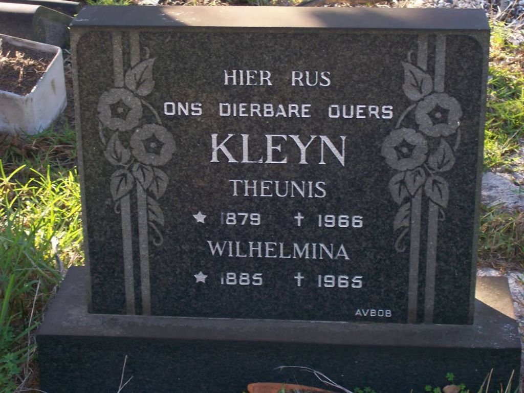 KLEYN Theunis 1879-1966 &amp; Wilhelmina 1885-1965