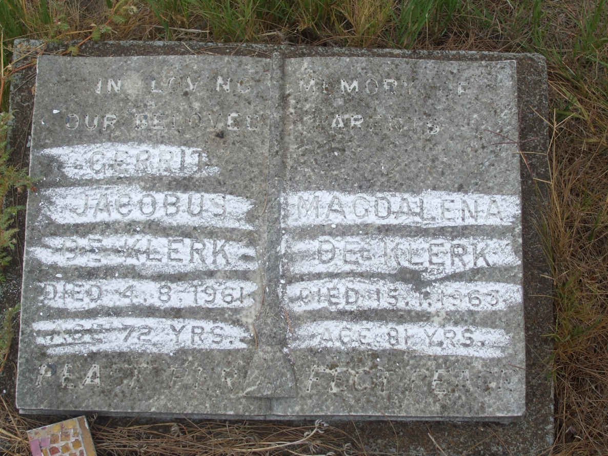 KLERK Gerrit Jacobus, de -1961 &amp; Magdalena -1965