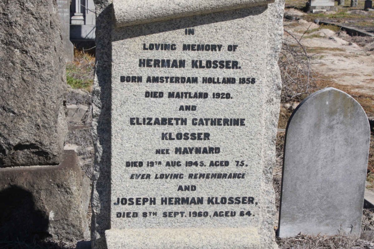 KLOSSER Herman 1858-1920 &amp; Elizabeth Catharine MAYNARD -1945 :: KLOSSER Joseph Herman -1960