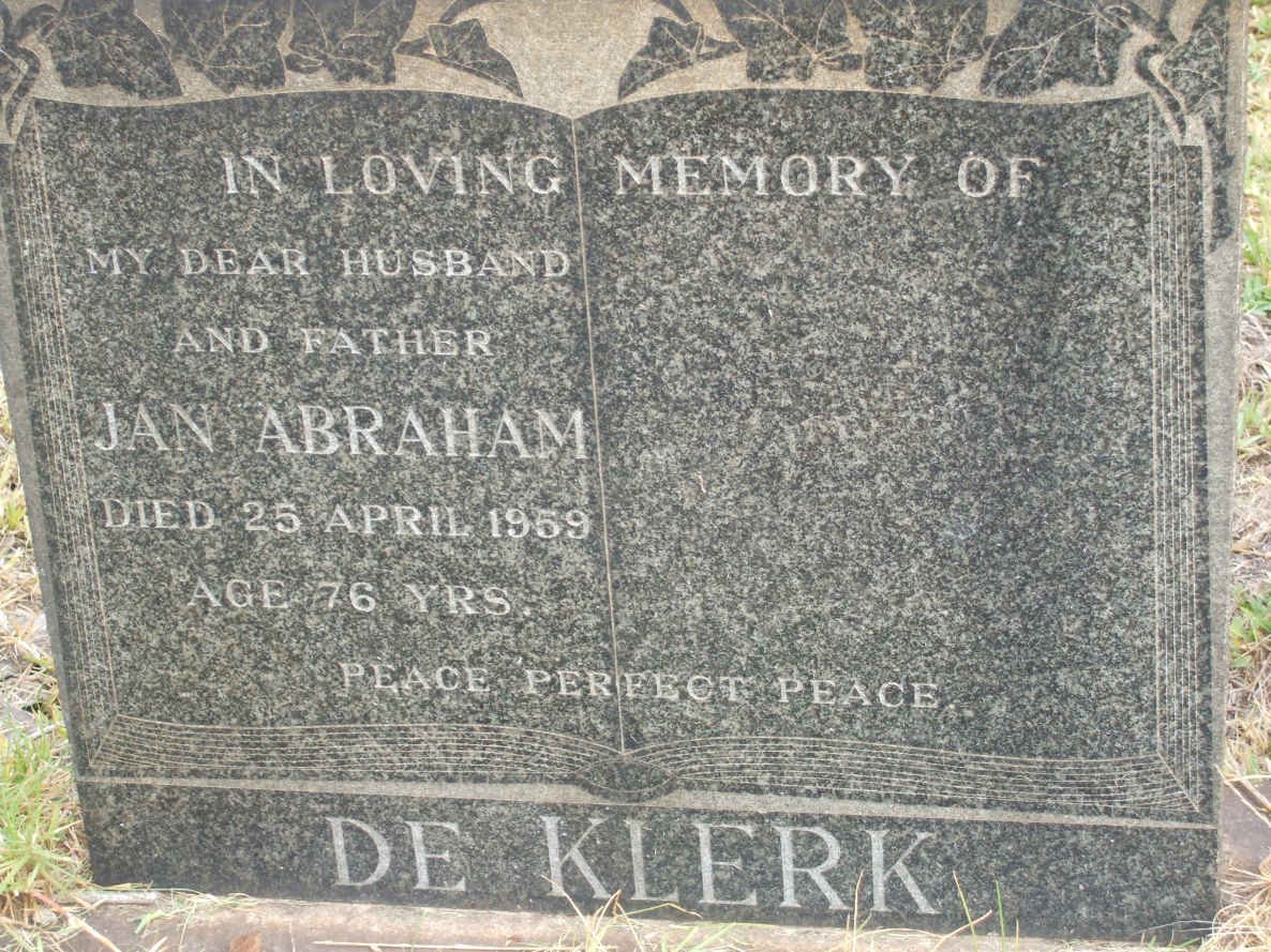 KLERK Jan Abraham, de  -1959