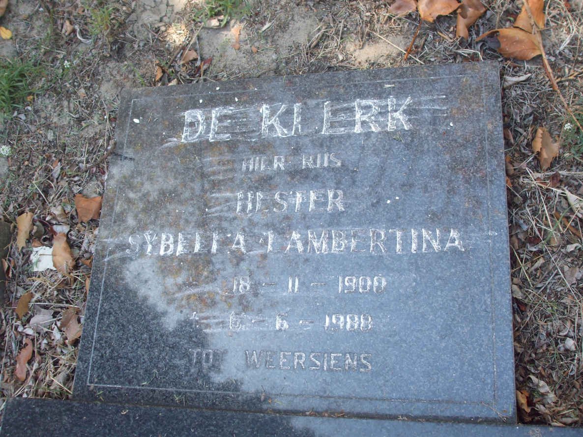 KLERK Hester Sybella Ambertina, de 1900-1988