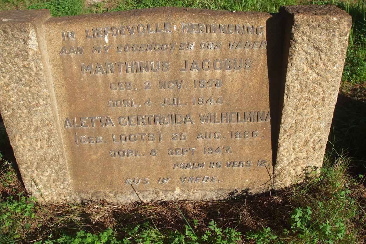 KLERK Marthinus Jacobus, de 1858-1944 &amp; Aletta Gertruida Wilhelmina LOOTS 1866-1947