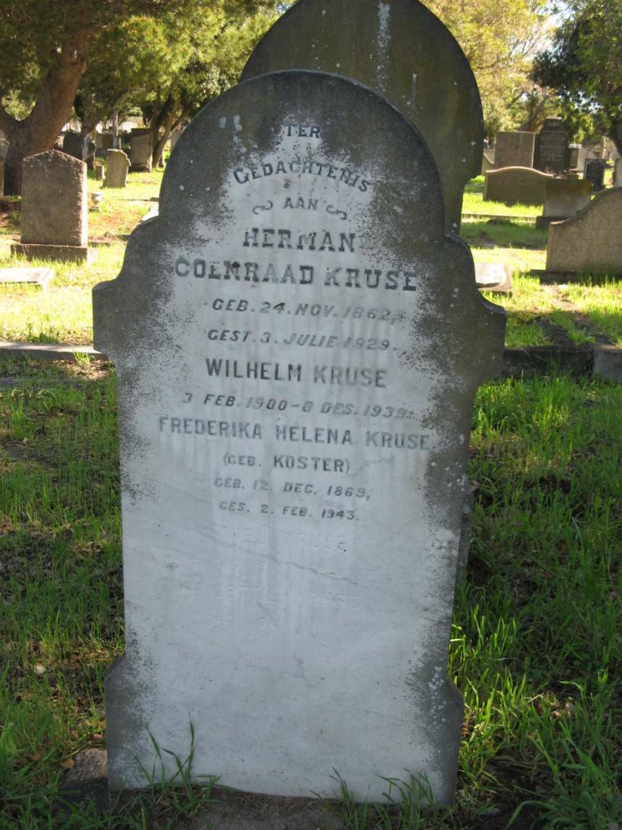 KRUSE Herman Coenraad 1862-1929 :: KRUSE Wilhelm 1900-1939 :: KRUSE Frederika Helena nee KOSTER 1869-1943