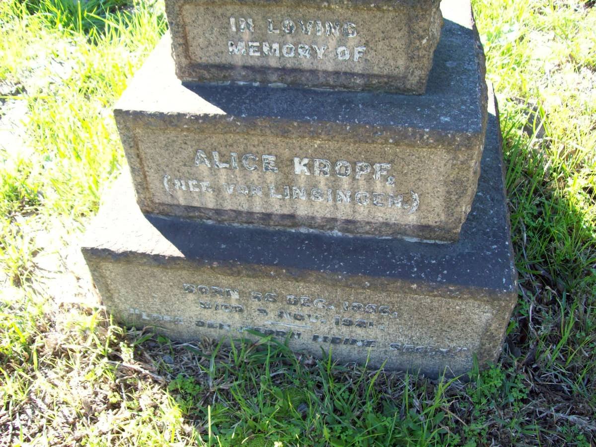 KROPF Alice nee VAN LINSINGER 1856-1921