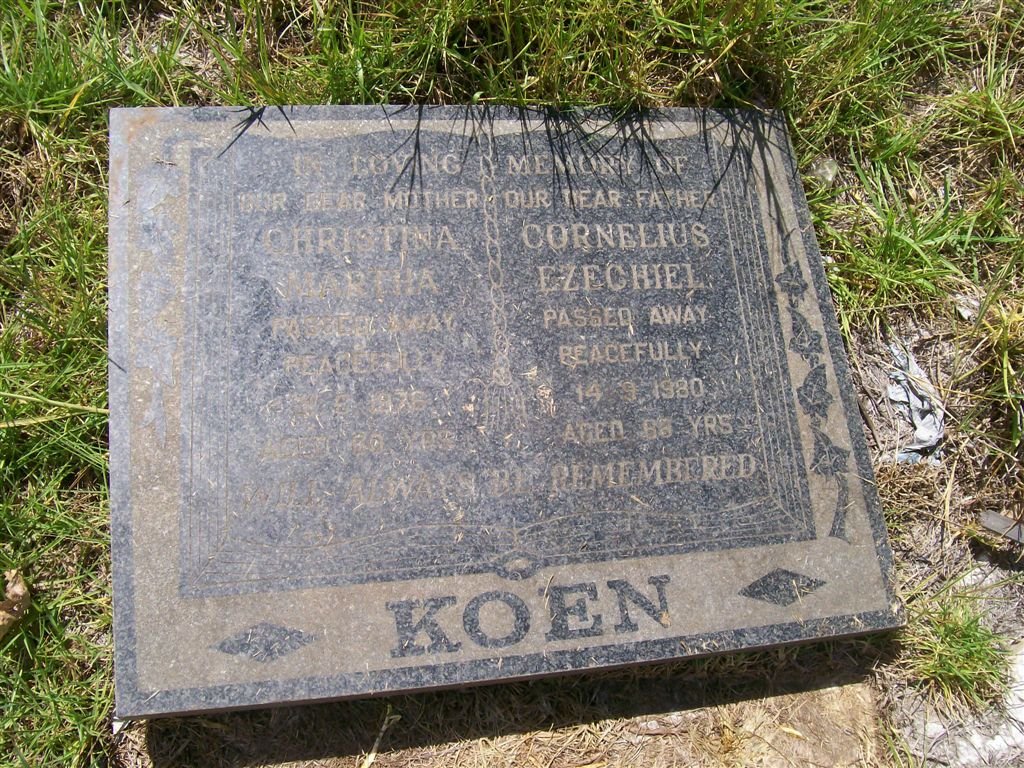 KOEN Cornelius Ezechiel -1980 &amp; Christina Martha -1976
