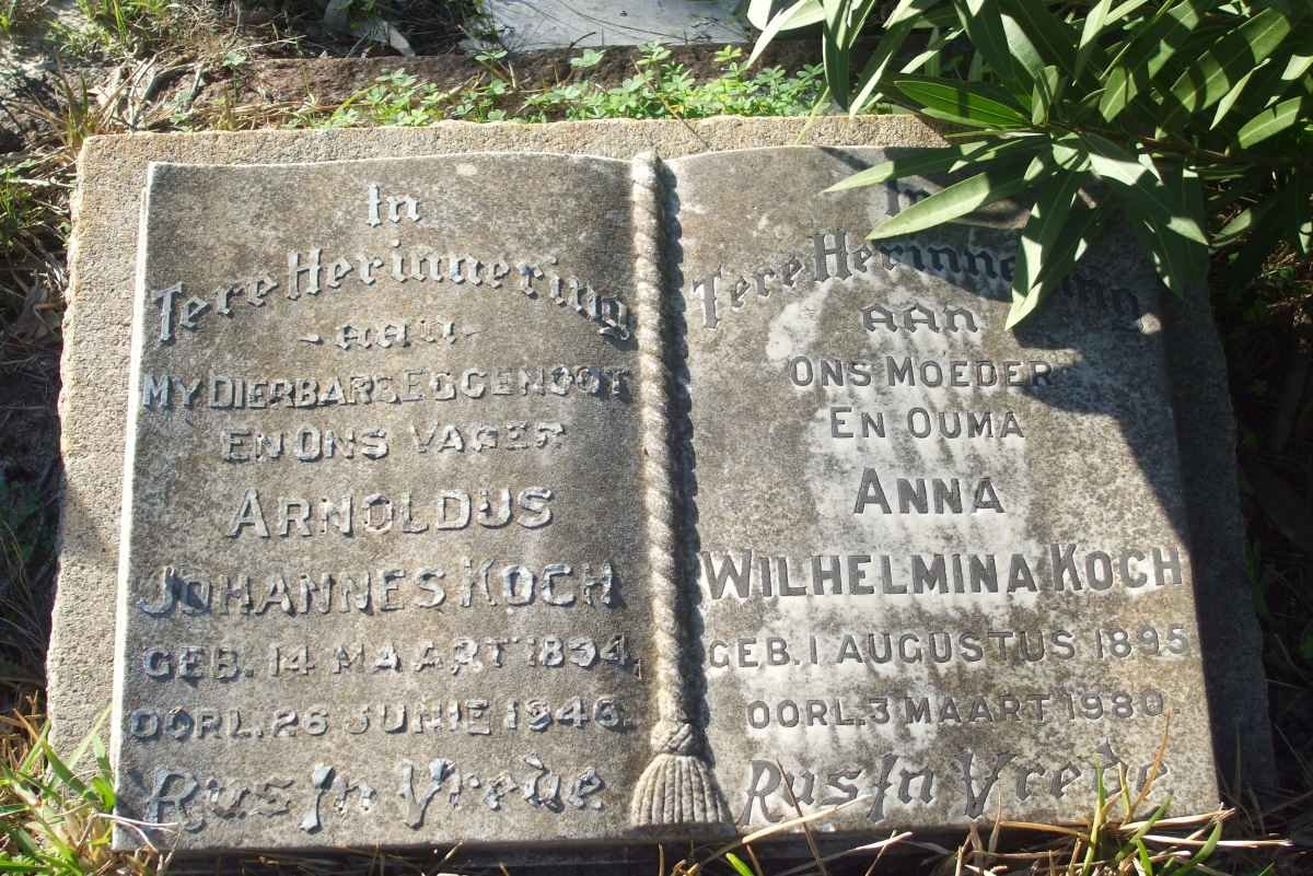 KOCH Arnoldus Johannes 1894-1946 &amp; Anna Wilhelmina 1895-1980
