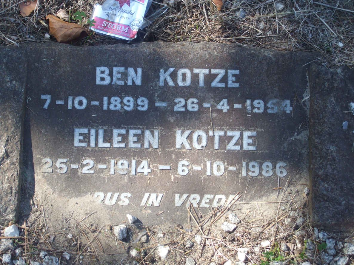 KOTZE Ben 1899-1954 &amp; Eileen 1914-1986
