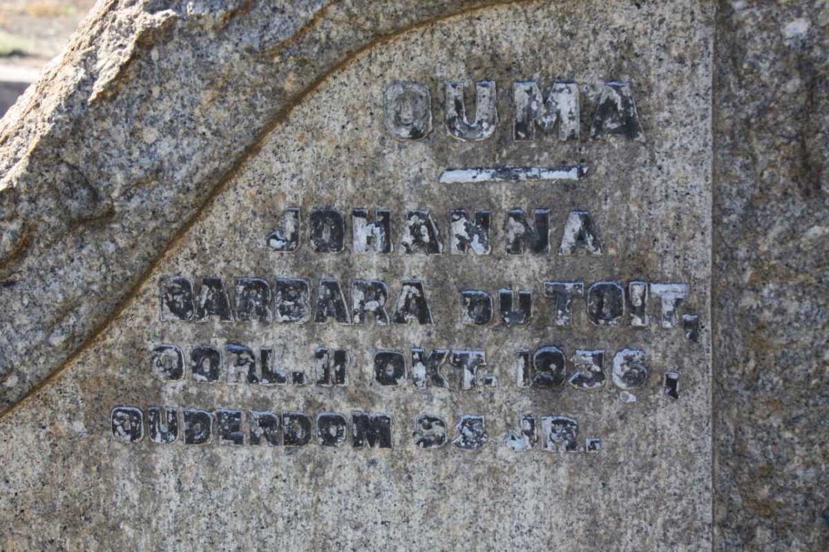 TOIT Johanna Barbara, du -1956