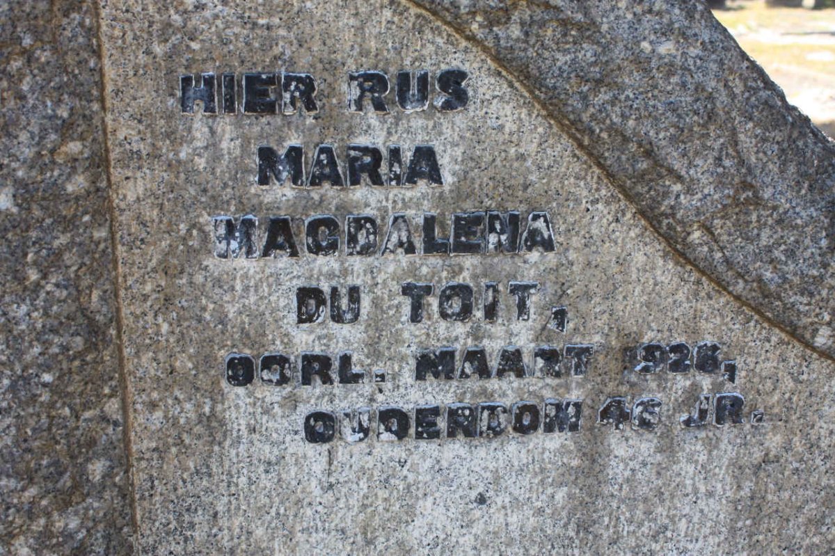 TOIT Maria Magdalena, du -1926
