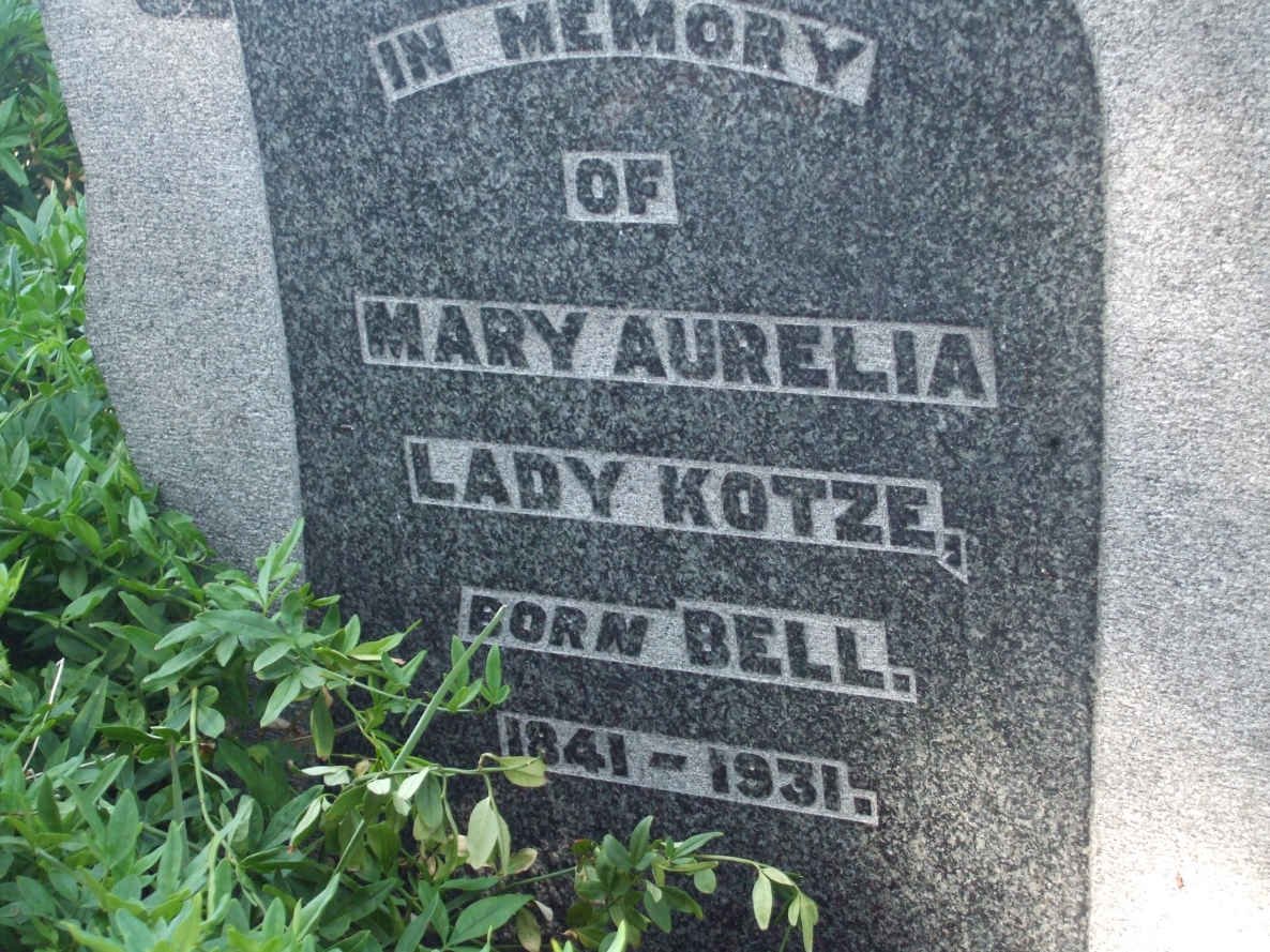 KOTZE Mary Aurelia Lady nee BELL 1841-1931