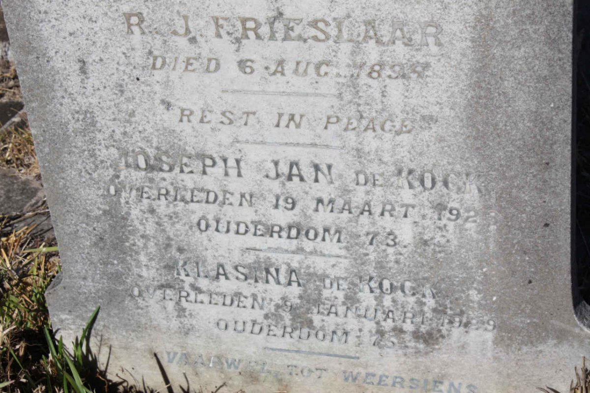 KOCK Joseph Jan, de -1928 &amp; Klasina -1929
