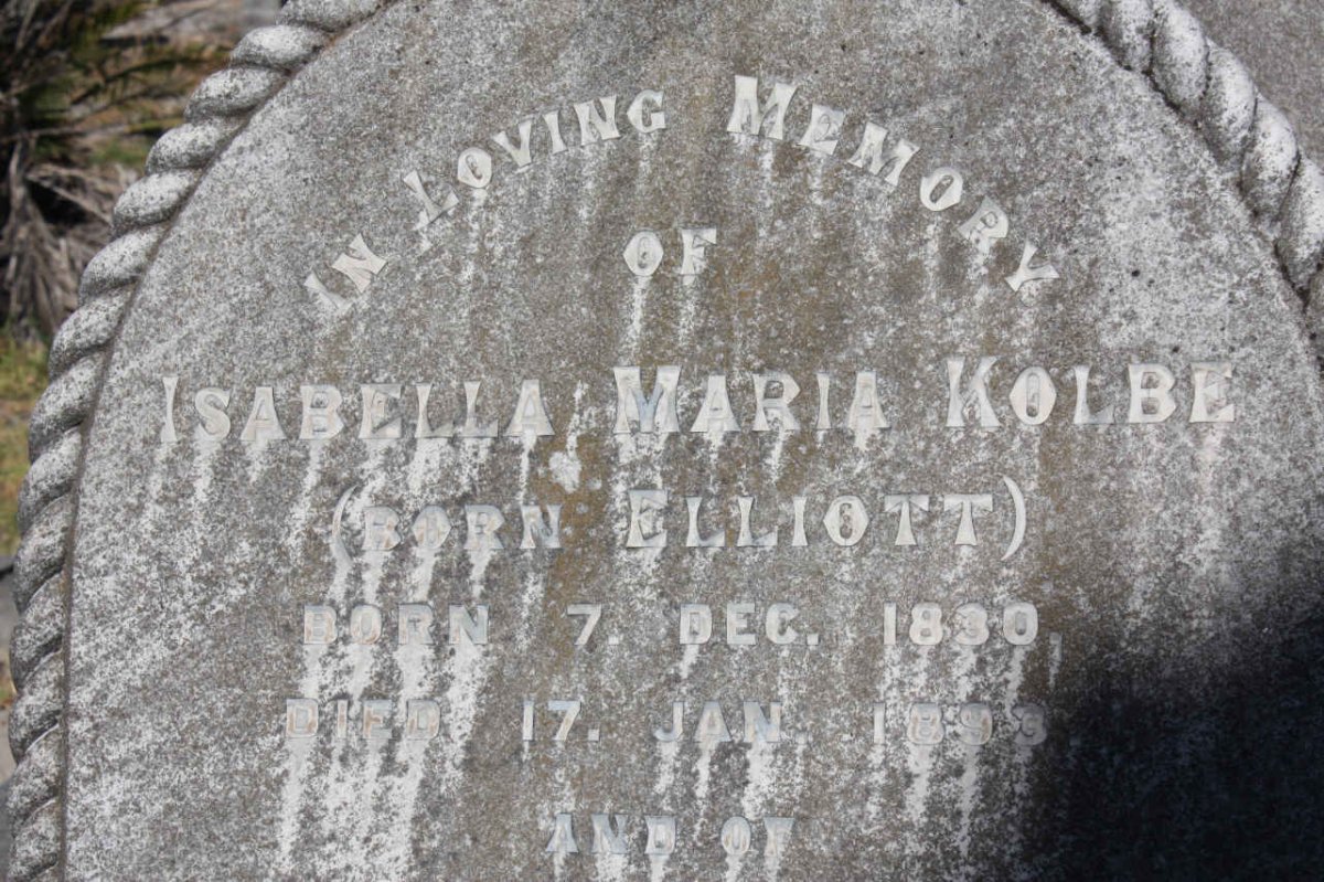 KOLBE Isabella Maria nee ELLIOTT 1830-1893