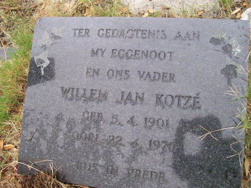 KOTZé Willem Jan 1901-1970