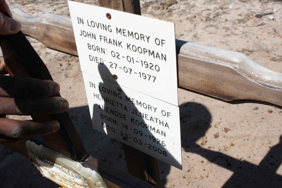 KOOPMAN John Frank 1920-1977 &amp; Henrietta Jeneatha ARENDSE 1926-2008
