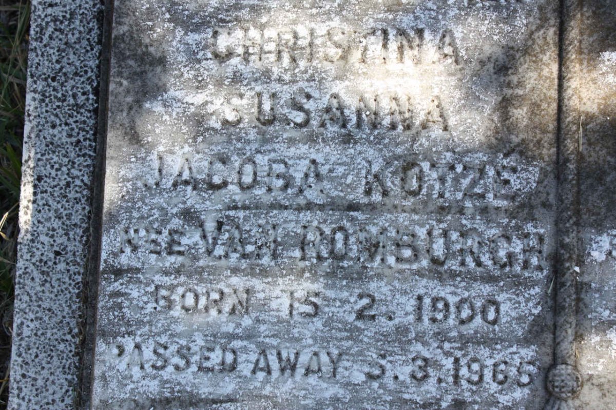 KOTZE Christina Susanna Jacoba nee VAN ROMSBURGH 1900-1965