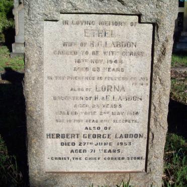 LABBON Herbert George -1953 &amp; Ethel -1944 :: LABBON Lorna -1914
