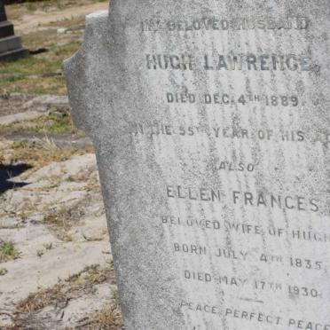 LAWRENCE Hugh -1889 &amp; Ellen Frances 1835-1930