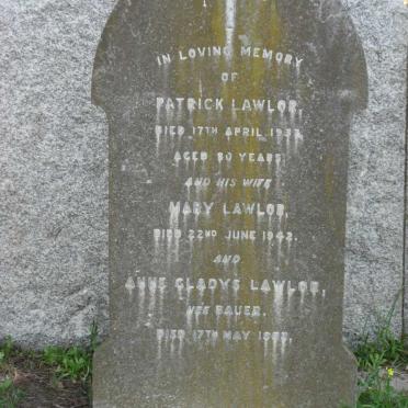 LAWLOR Patrick -1933 &amp; Mary -1942 :: LAWLOR Anne Gladys nee BAUER -1953