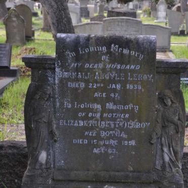 LEROY Barnard Argyle -1938 &amp; Elizabeth BOTHA -1951