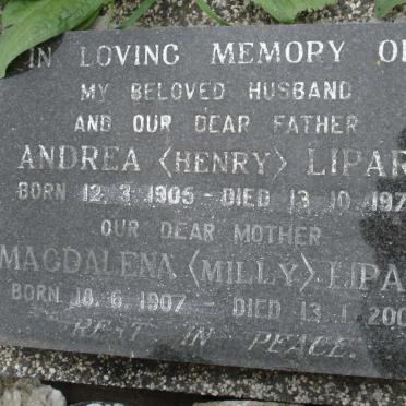 LIPARI Andrea 1905-1979 &amp; Magdalena 1907-2000
