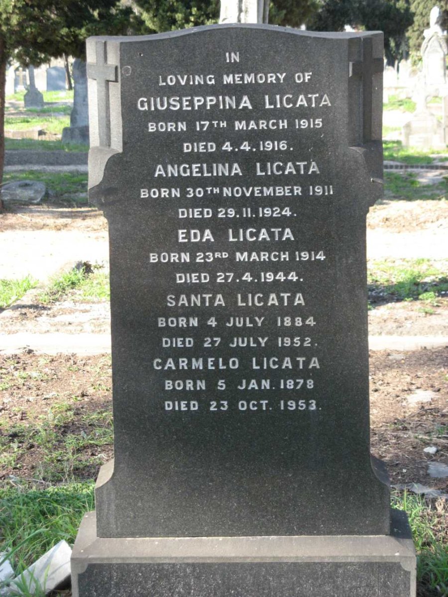LICATA Carmelo 1878-1953 &amp; Santa 1884-1952