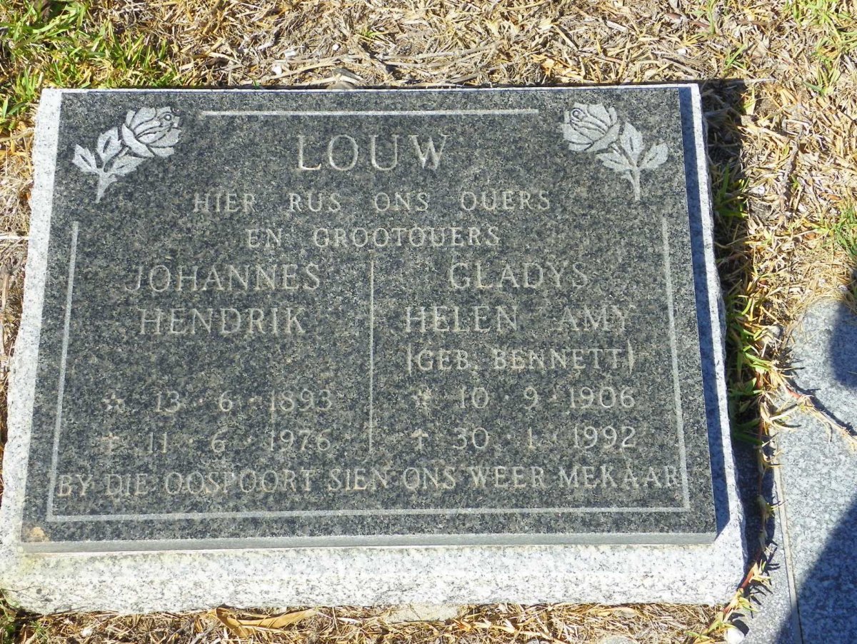 LOUW Johannes Hendrik 1893-1976 &amp; Gladys Helen Amy BENNETT 1906-1992