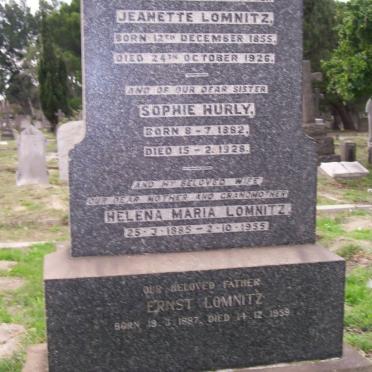 LOMNITZ Jeanette 1855-1926 :: HURLY Sophie 1882-1928 :: LOMNITZ Ernest 1887-1959 &amp; Helena Maria 1885-1955