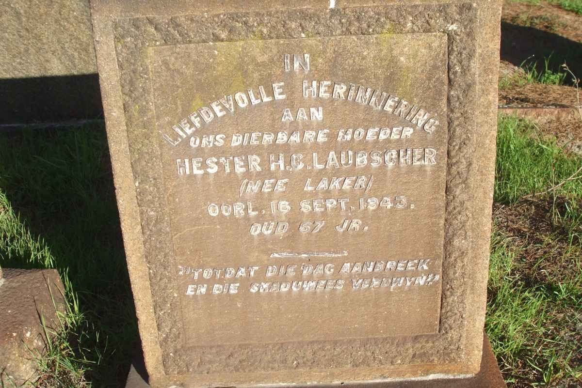 LAUBSCHER Hester H.C. nee LAKER -1943