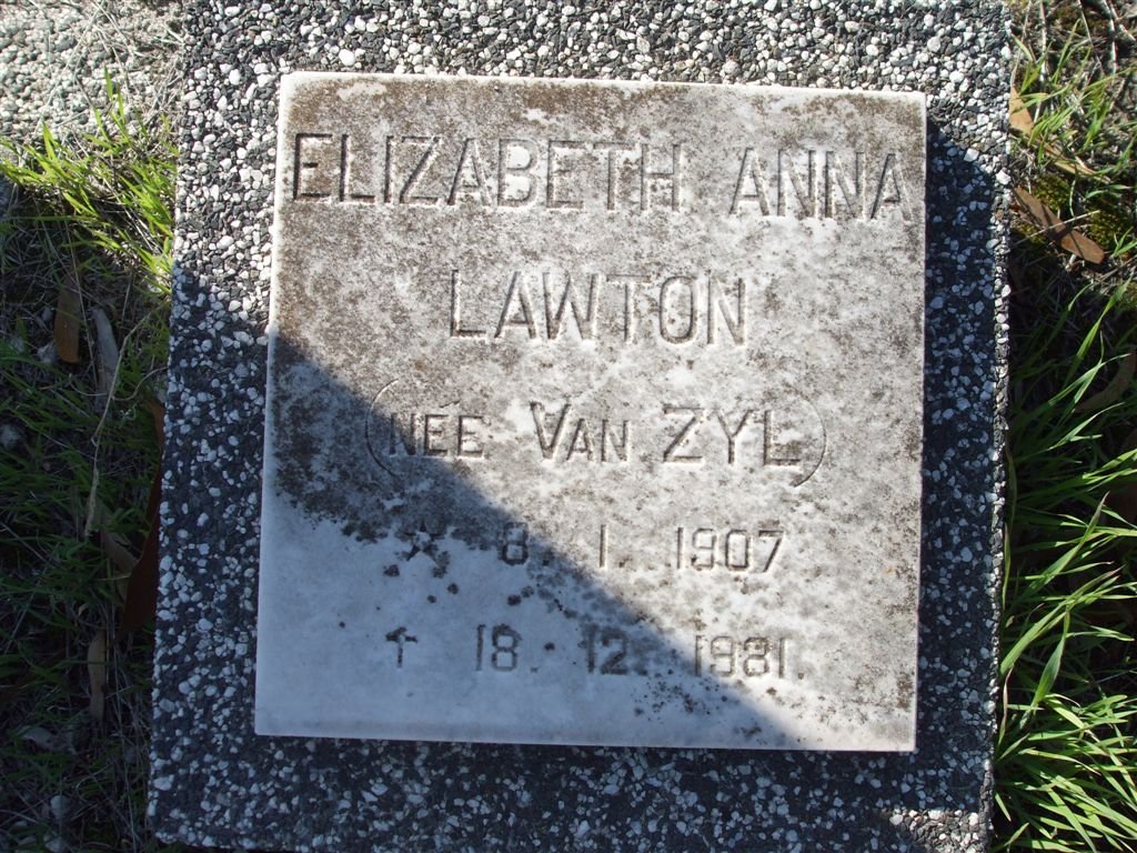 LAWTON Elizabeth Anna nee VAN ZYL 1907-1981