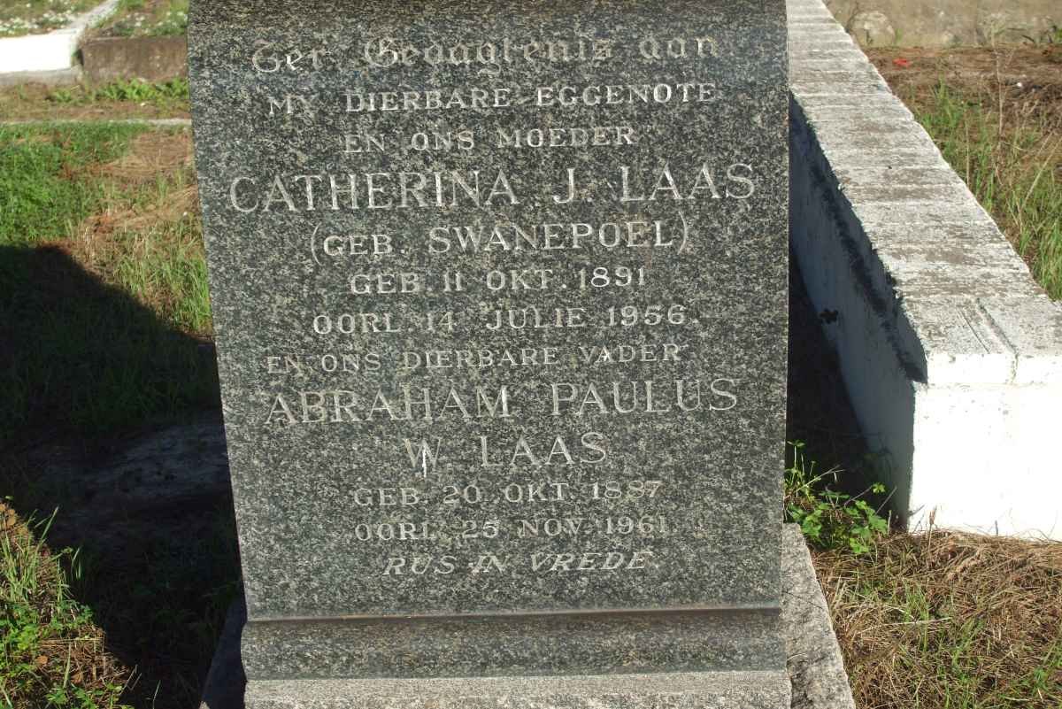 LAAS Abraham Paulus W. 1887-1961 &amp; Catherina J. SWANEPOEL 1891-1956
