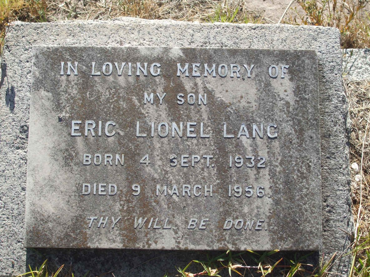 LANG Eric Lionel 1932-1956